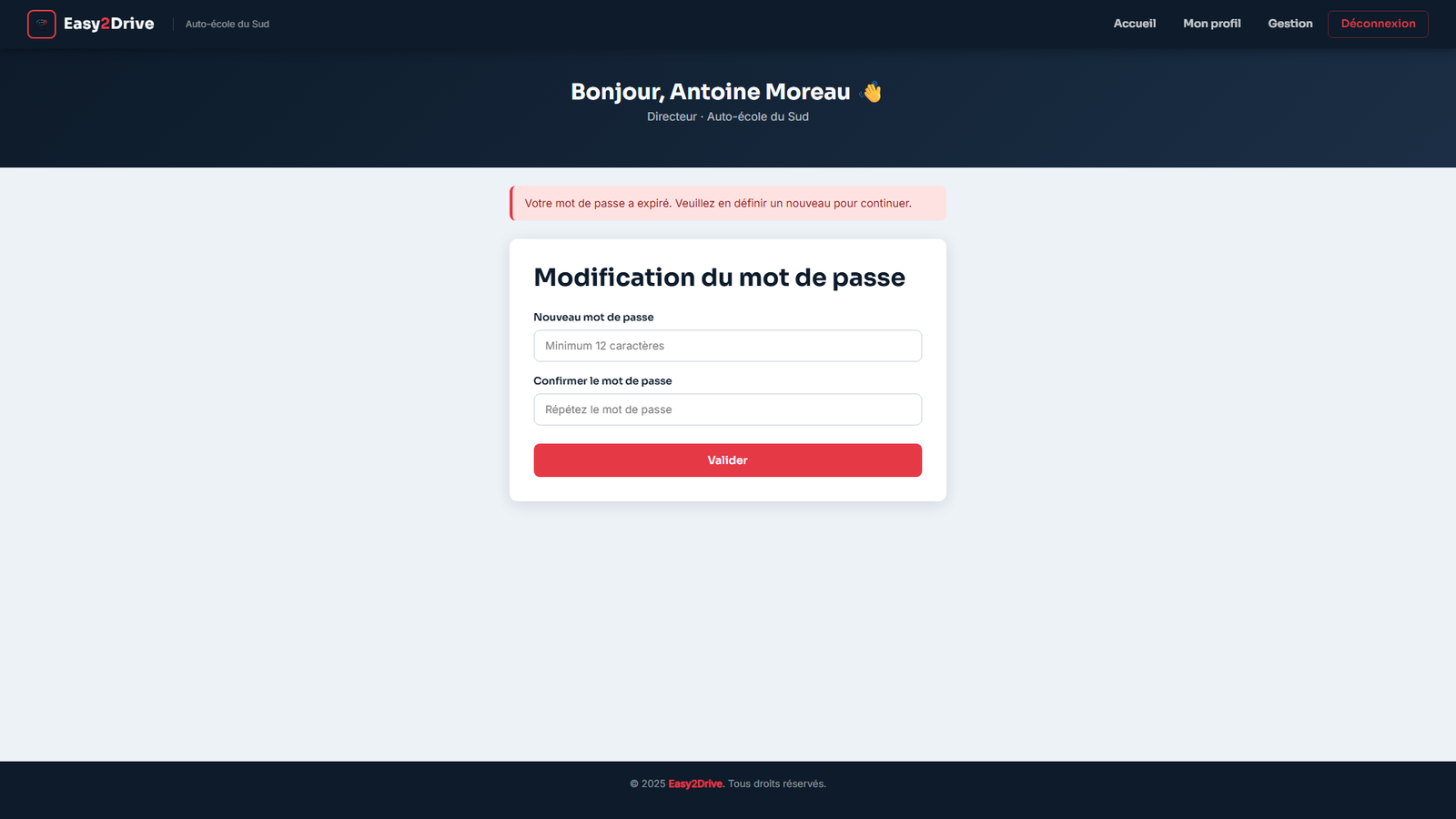 Easy2Drive (E2D) — Application de gestion d'auto-écoles & Sécurisation — image 3